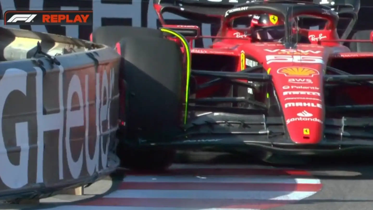 Momento en que Sainz roza el muro