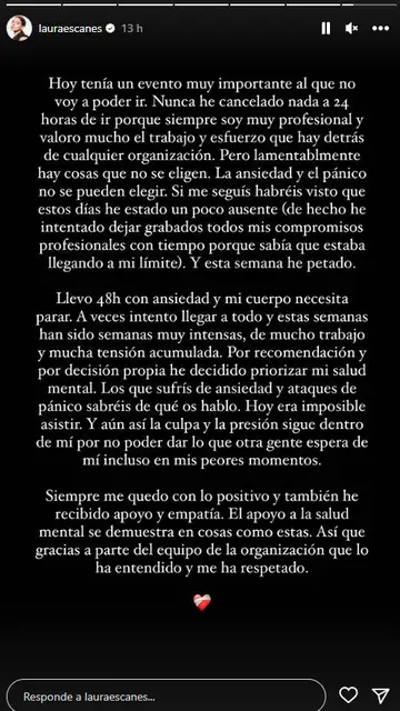 Laura Escanes cancela su agenda laboral Laura Escanes cancela su agenda laboral