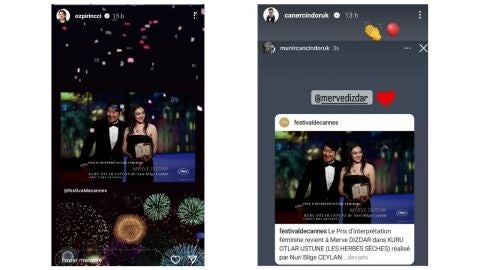 Actrices turcas felicitan a Merve Dizdar, de 'Inocentes', tras ser reconocida la mejor actriz de Cannes