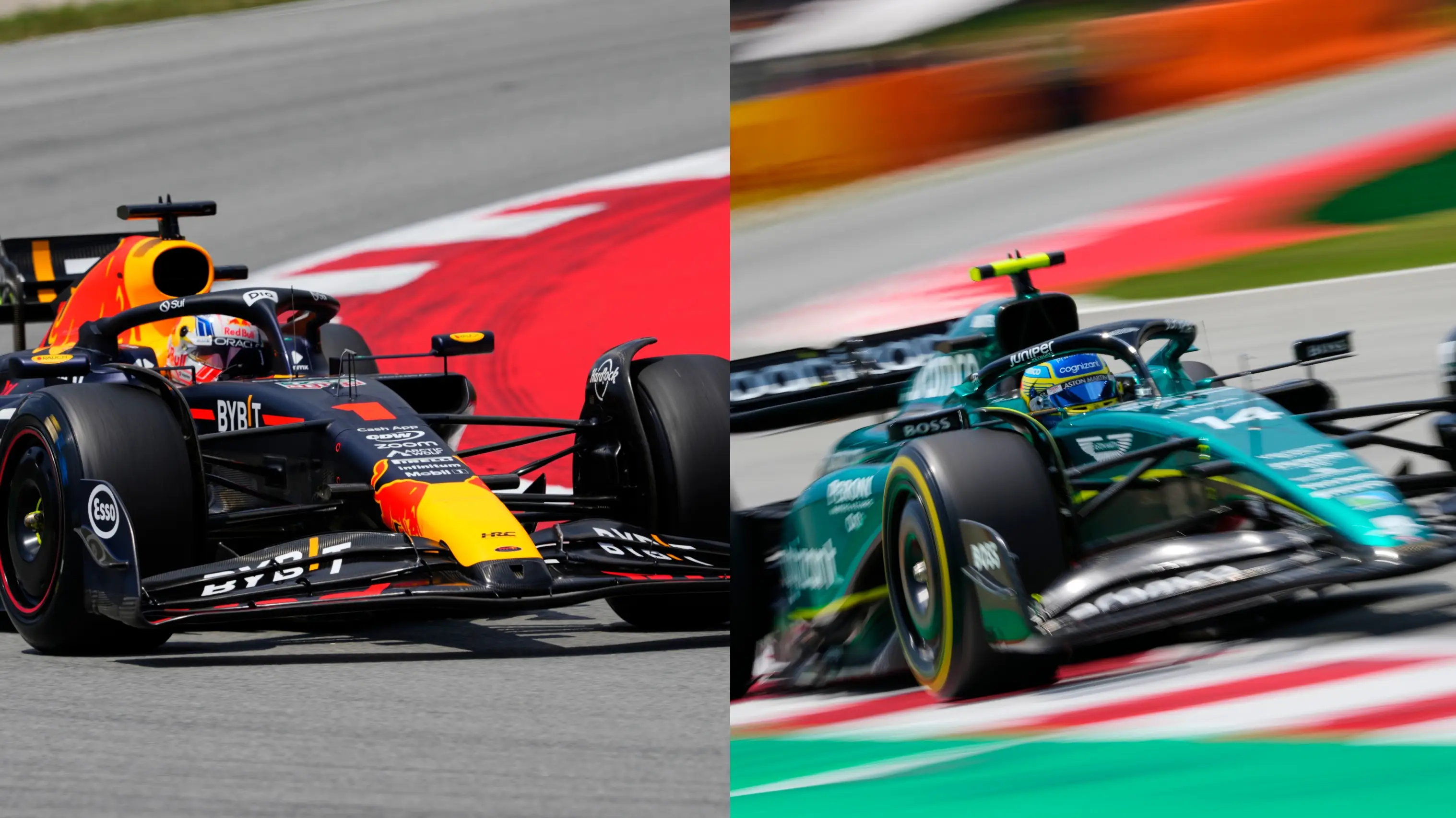 Max Verstappen y Fernando Alonso, en Montmeló Max Verstappen y Fernando Alonso, en Montmeló