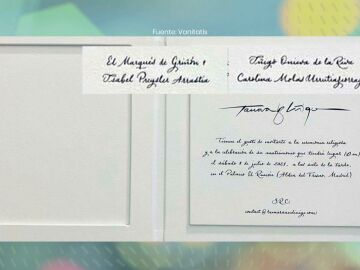 Invitación de boda de Tamara Falcó