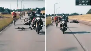 Momento del accidente en el Ironman de Hamburgo