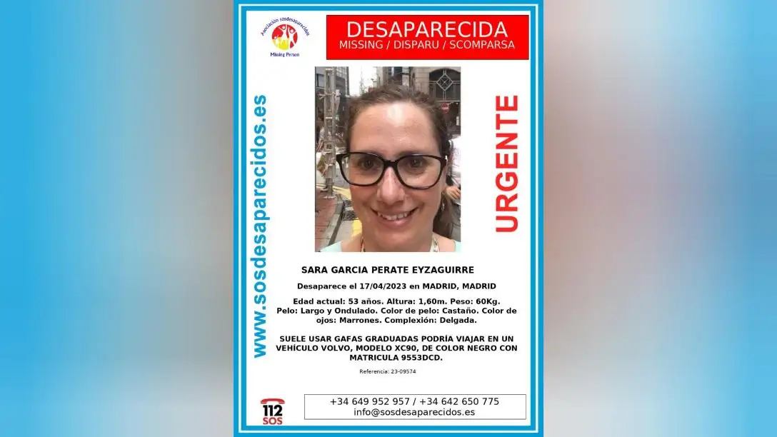 Cartel de SOS Desaparecidos de Sara Garc&iacute;a-Perate