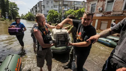 Una zona inundada en Jersón Una zona inundada en Jersón