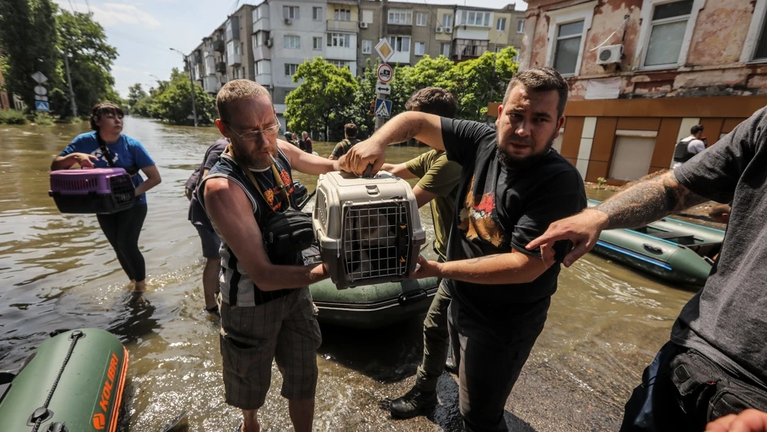 Una zona inundada en Jersón Una zona inundada en Jersón