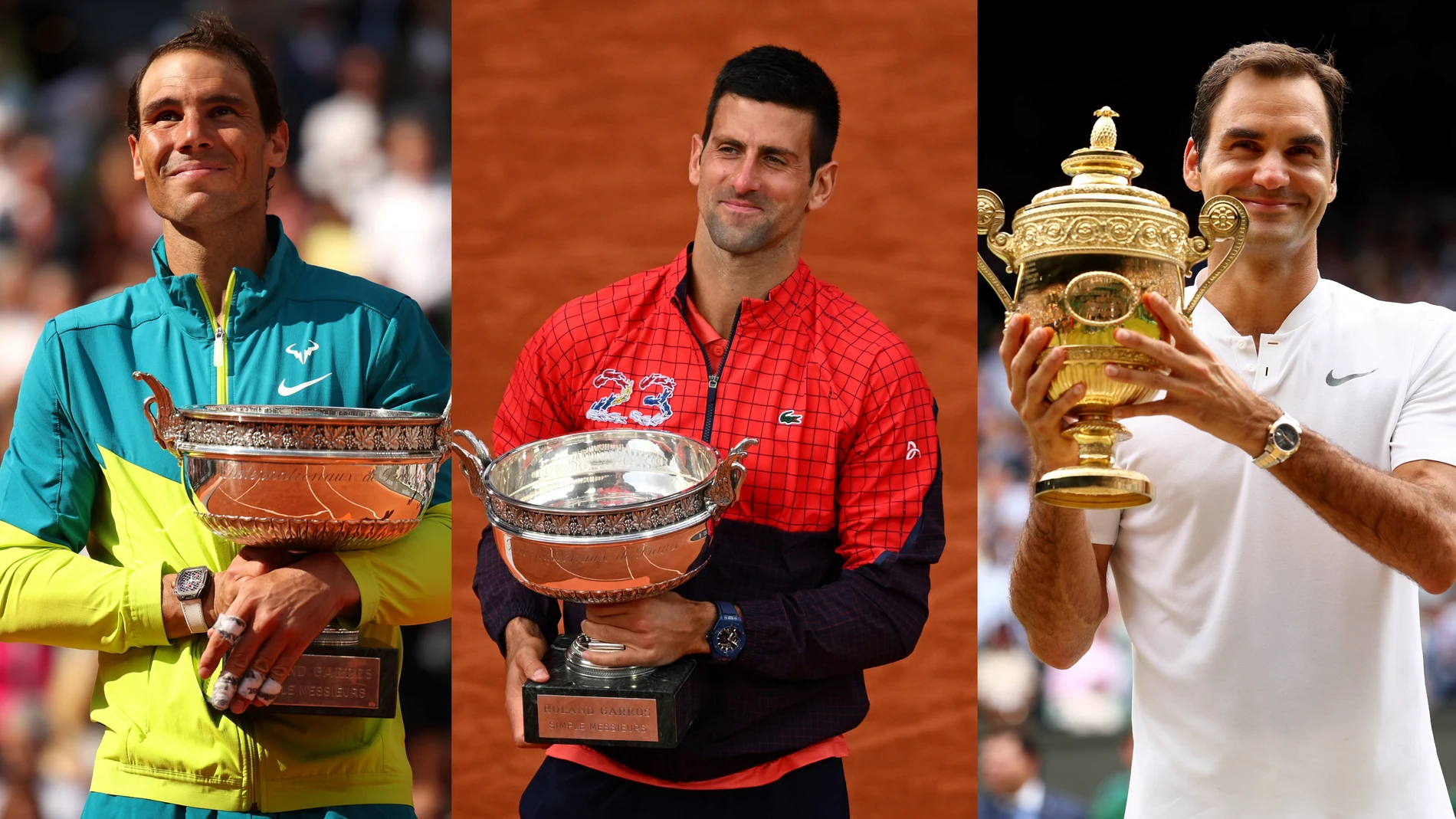 Rafa Nadal, Novak Djokovic y Roger Federer