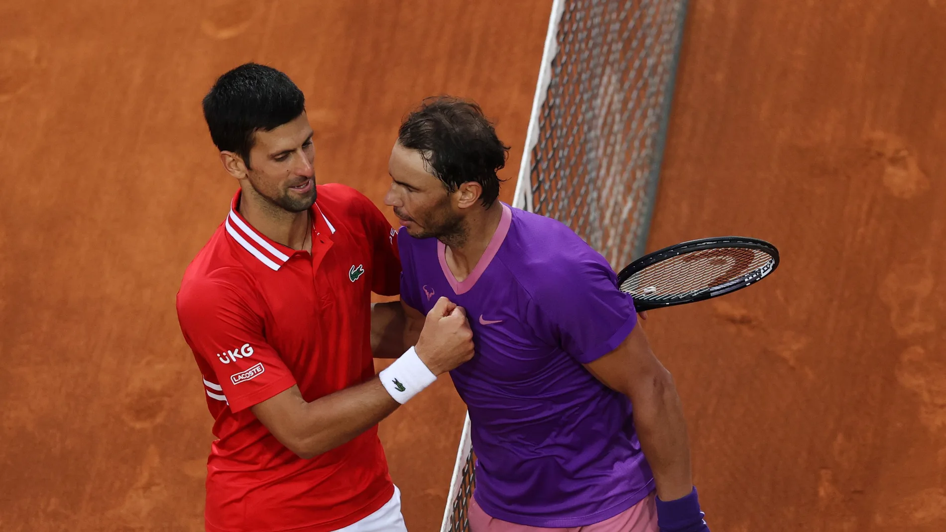 Djokovic y Nadal en la final de Roma 2021