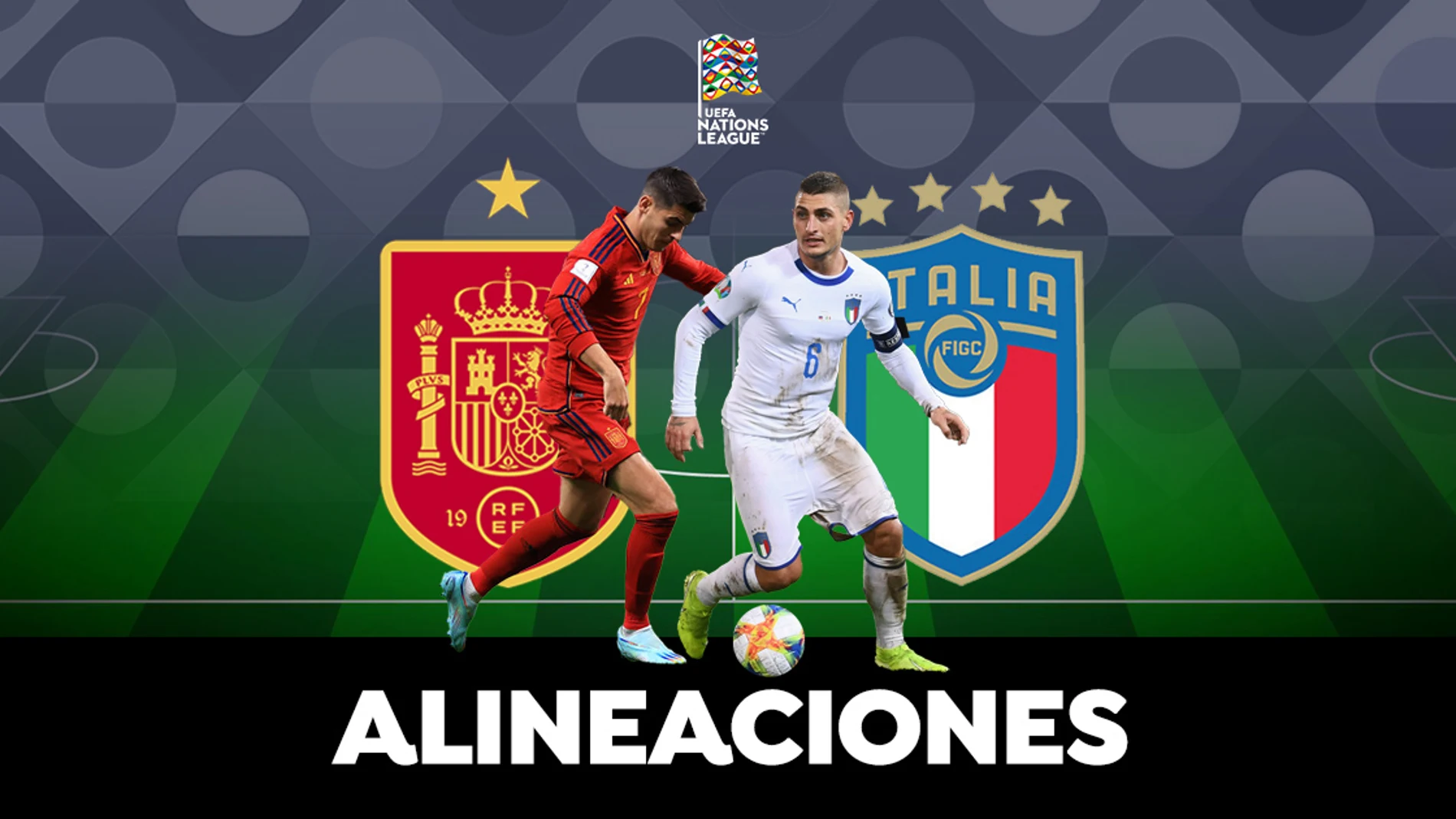 España - Italia: Posibles alineaciones de la semifinal de la Nations League