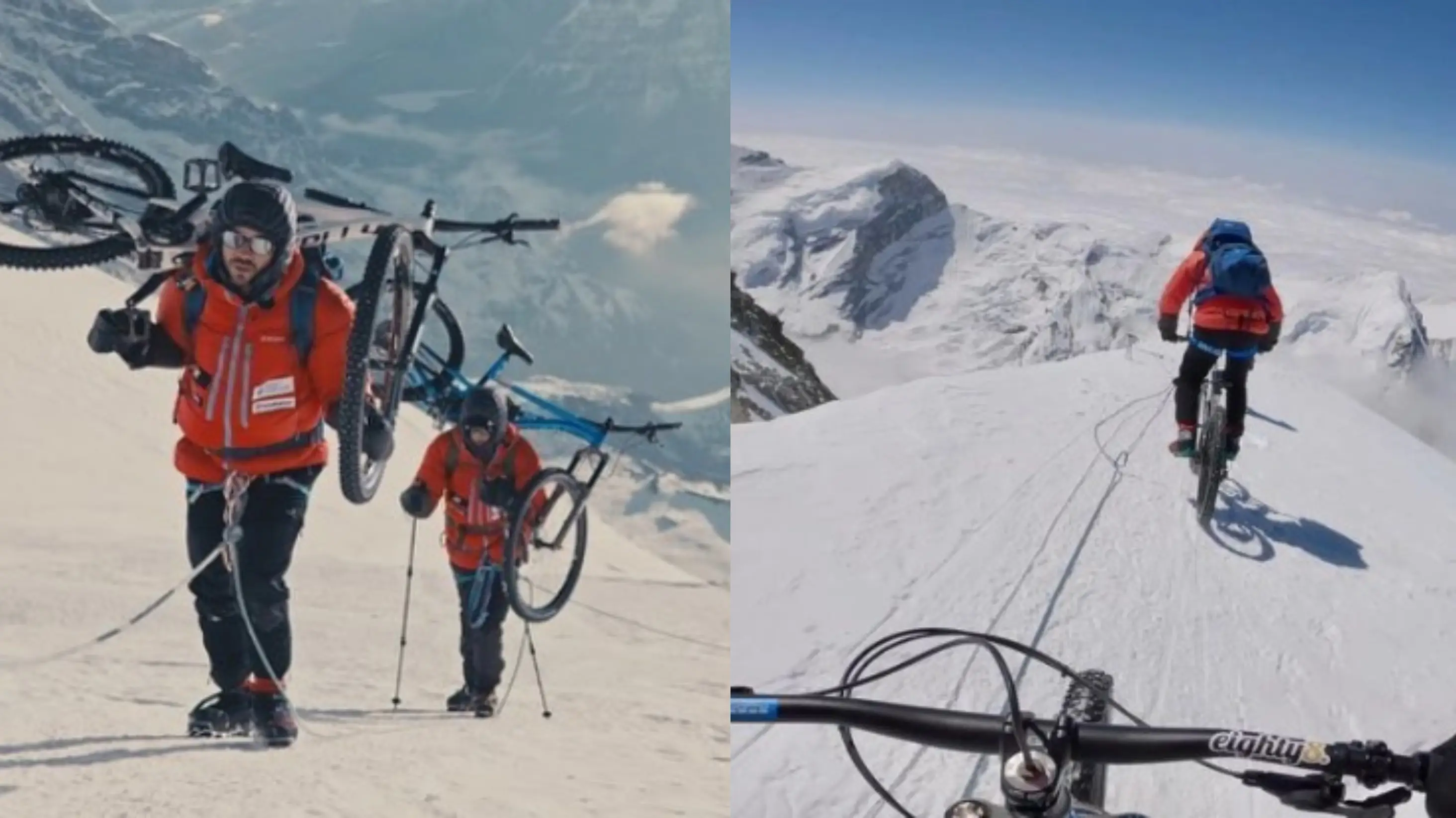 Dos momentos del reto de Tomáš Zejda y Ondřej Novák en el Mera Peak Dos momentos del reto de Tomáš Zejda y Ondřej Novák en el Mera Peak