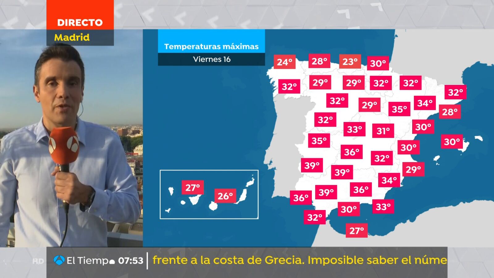 César Gonzalo nos avanza una jornada de calor con temperaturas máximas que despuntarán en Badajoz, Sevilla, Córdoba y Huelva