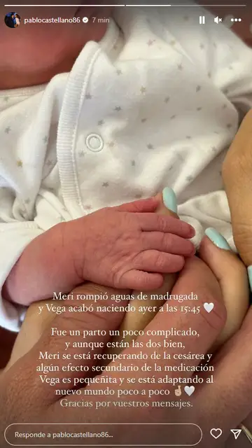 Pablo Castellano anuncia el nacimiento de su hija Vega Pablo Castellano anuncia el nacimiento de su hija Vega