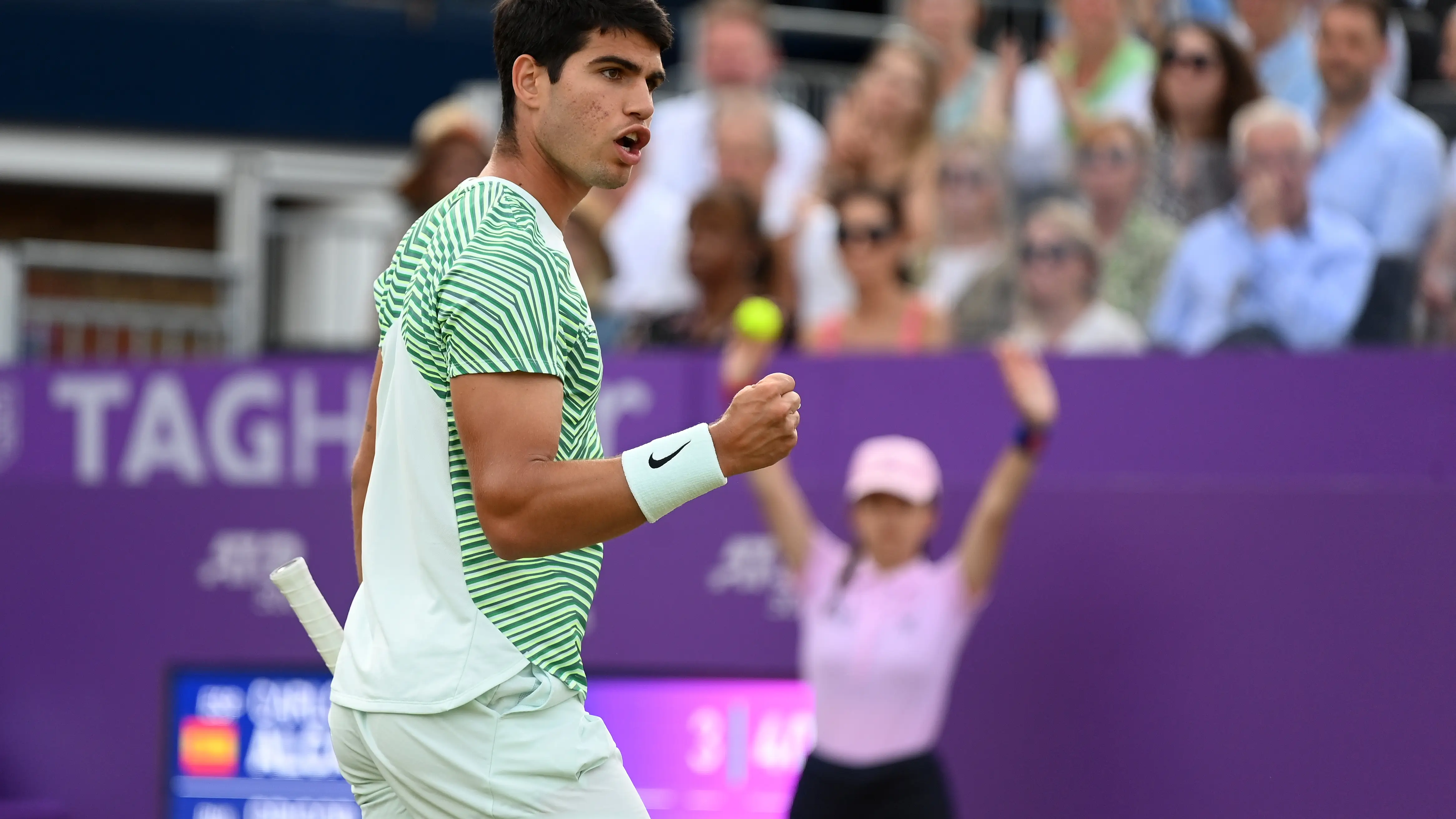 Carlo Alcaraz celebra un punto ante Grigor Dimitrov Carlo Alcaraz celebra un punto ante Grigor Dimitrov