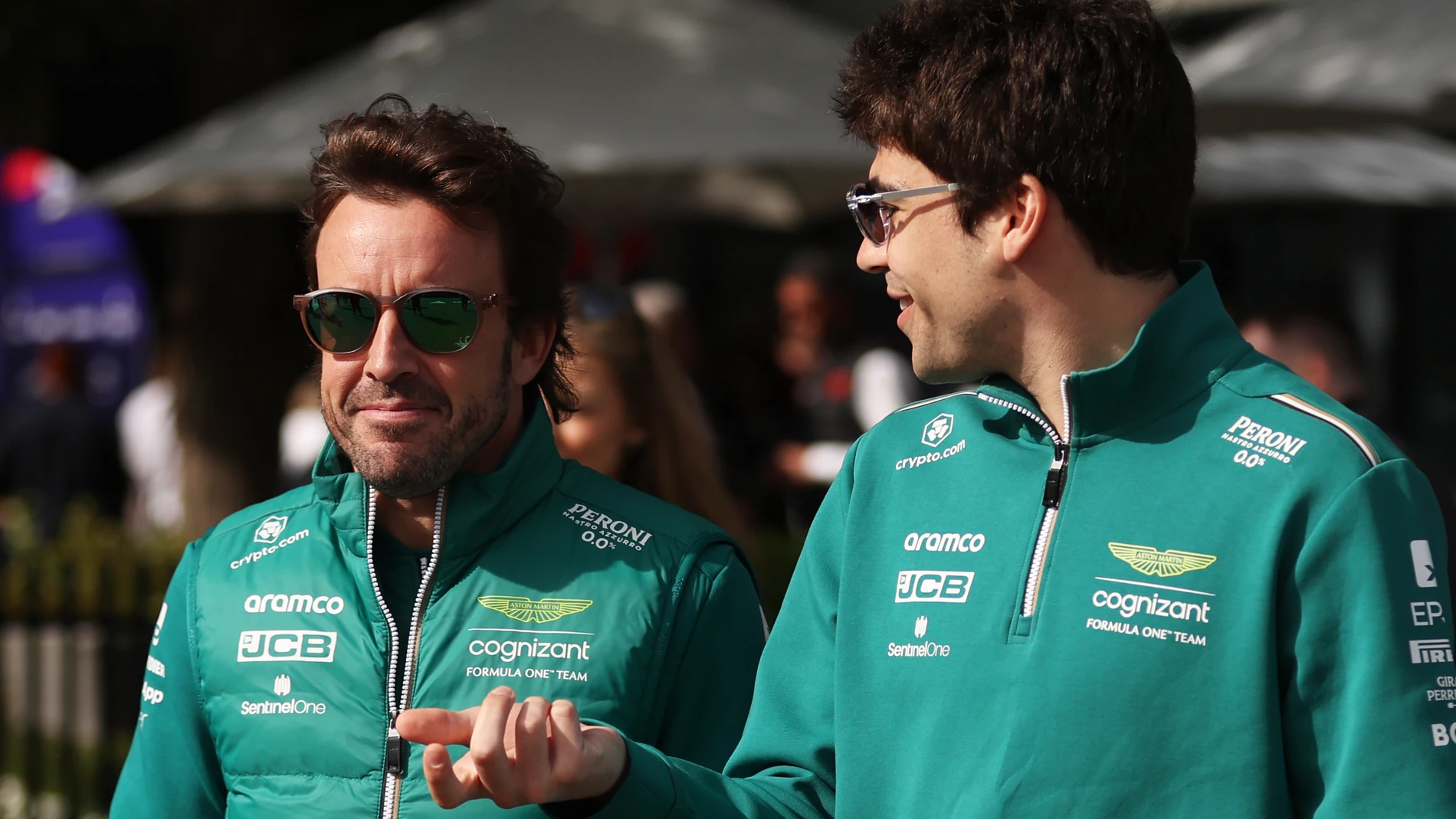 Fernando Alonso y Lance Stroll en el GP de Australia 2023