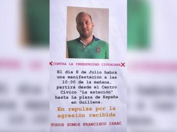 Cartel condenando la agresión que sufrió Francisco Isaac en una discoteca