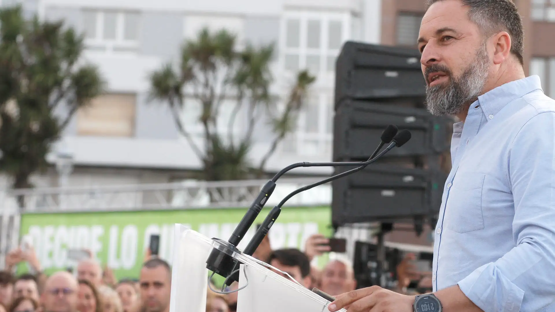 El líder de Vox, Santiago Abascal, durante un acto en Gijón El líder de Vox, Santiago Abascal, durante un acto en Gijón