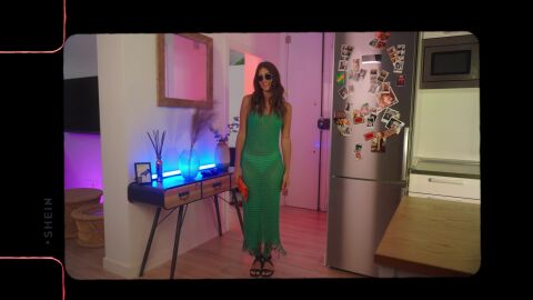 SHEIN VCAY Vestido cover up tejido bajo con fleco