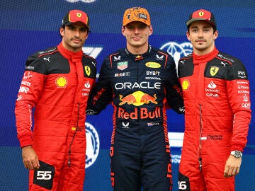 Verstappen, Leclerc y Sainz tras la qualy del GP de Austria