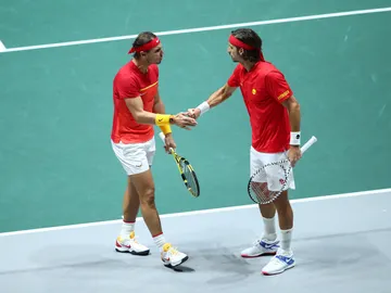 Rafa Nadal y Feliciano López en un partido de la Copa Davis 2019 Rafa Nadal y Feliciano López en un partido de la Copa Davis 2019