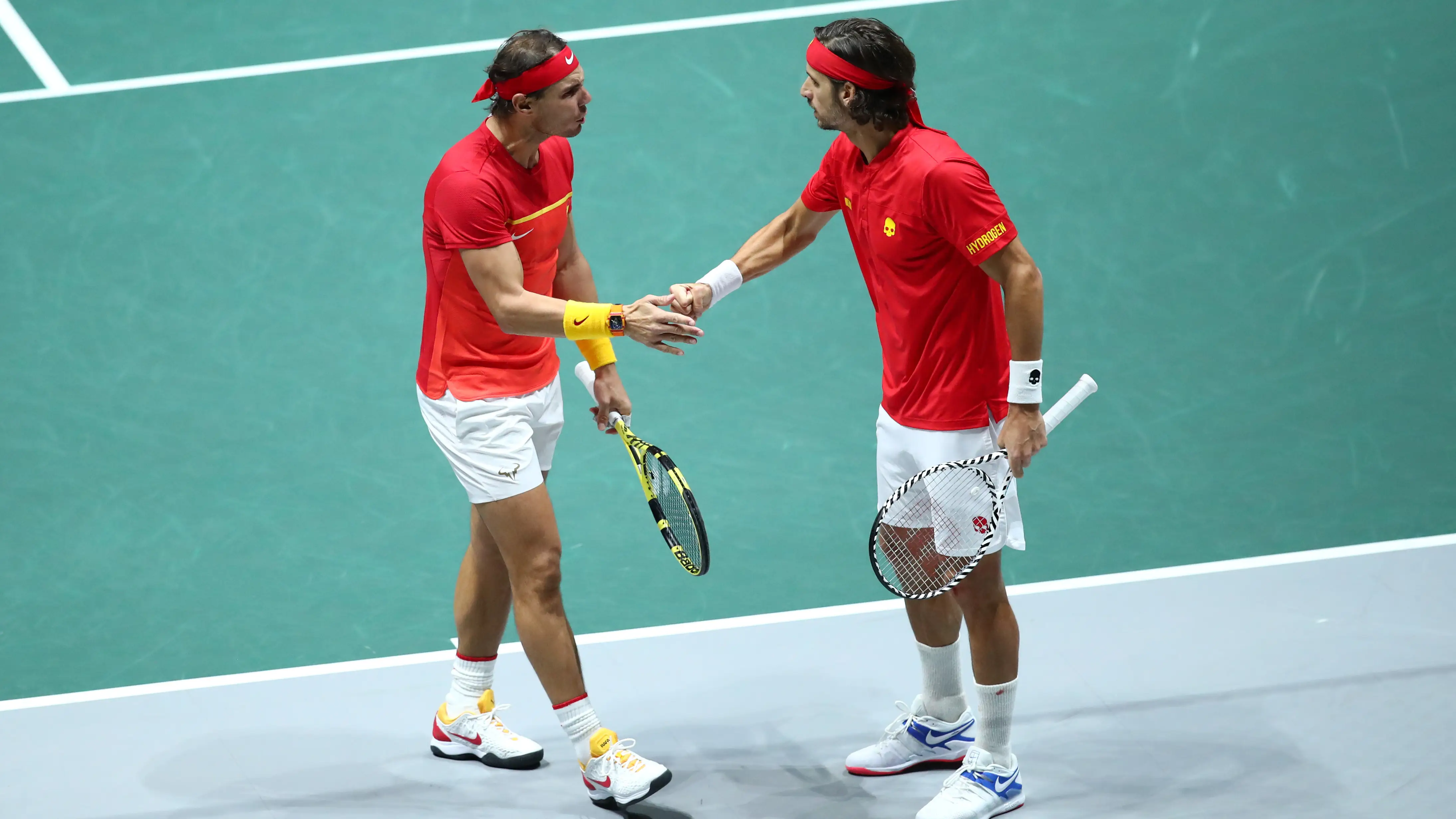 Rafa Nadal y Feliciano López en un partido de la Copa Davis 2019 Rafa Nadal y Feliciano López en un partido de la Copa Davis 2019