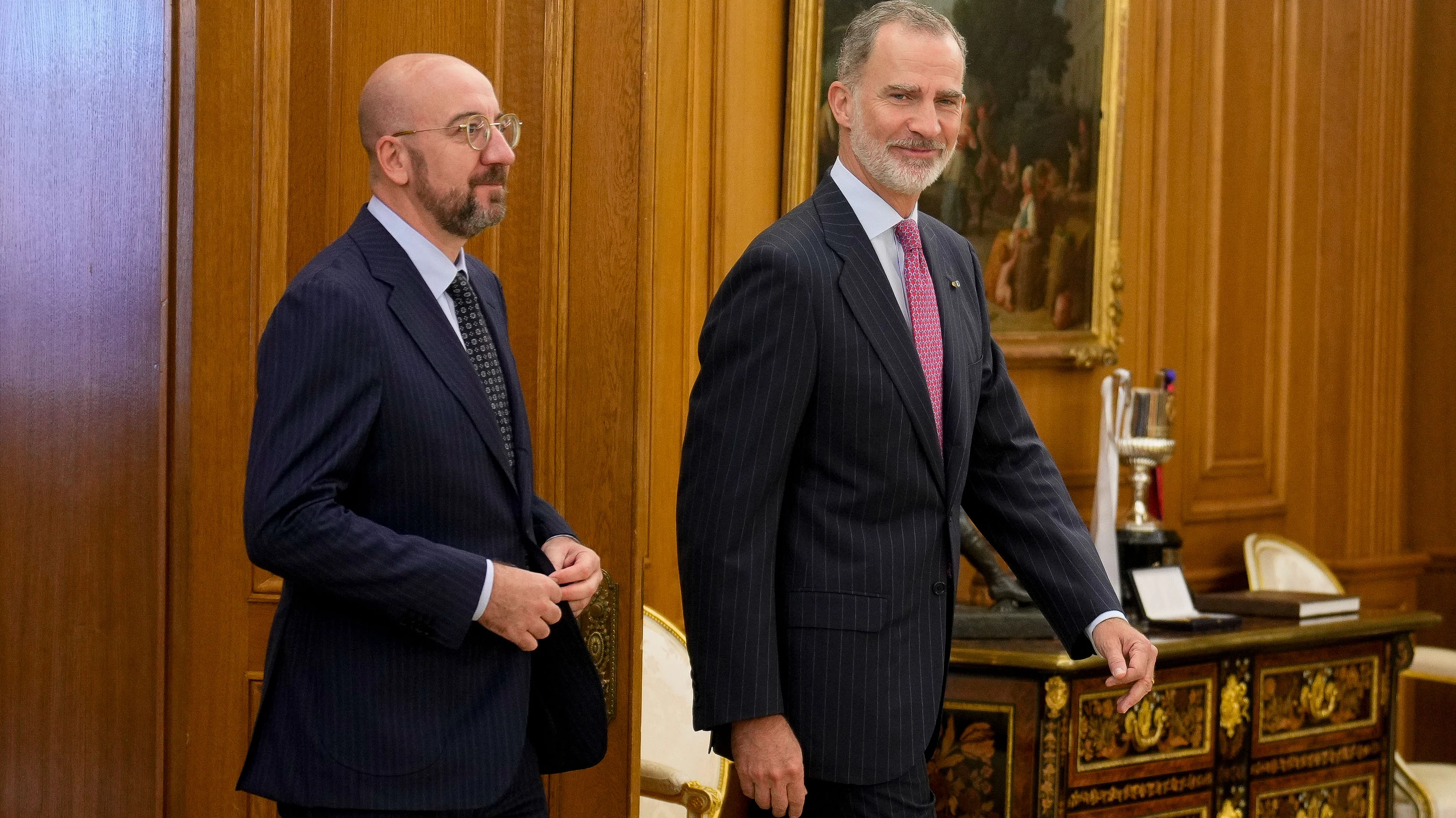 El rey Felipe VI recibe al presidente del Consejo Europeo, Charles Michel El rey Felipe VI recibe al presidente del Consejo Europeo, Charles Michel