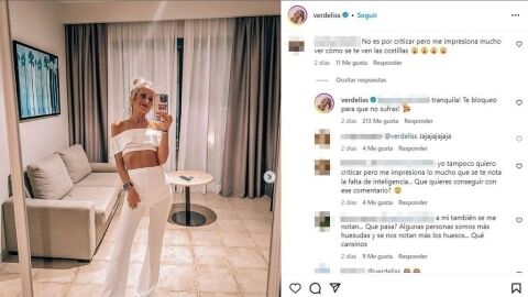 Verdeliss responde a las críticas sobre su cuerpo