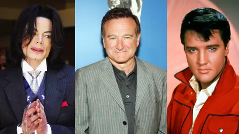 Michael Jackson, Robin Williams y Elvis Presley Michael Jackson, Robin Williams y Elvis Presley
