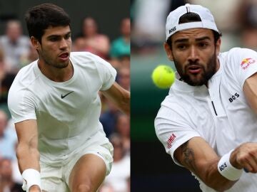 Carlos Alcaraz y Matteo Berrettini en Wimbledon 2023