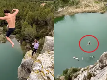 Côme Girardøt en el momento de lograr un nuevo récord del mundo en Death Diving Côme Girardøt en el momento de lograr un nuevo récord del mundo en Death Diving