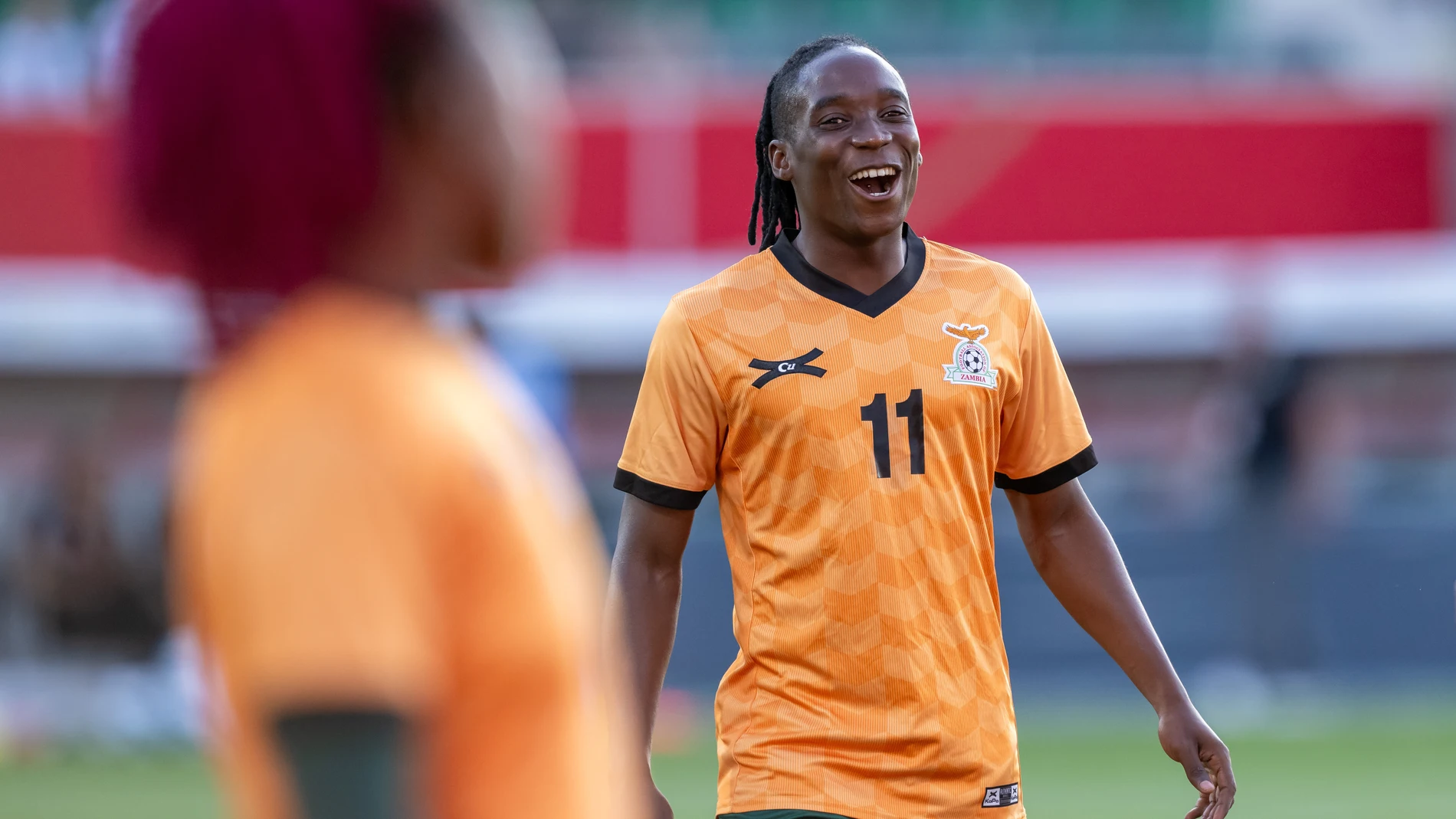 Barbra Banda durante el amistoso internacional femenino entre Alemania y Zambia