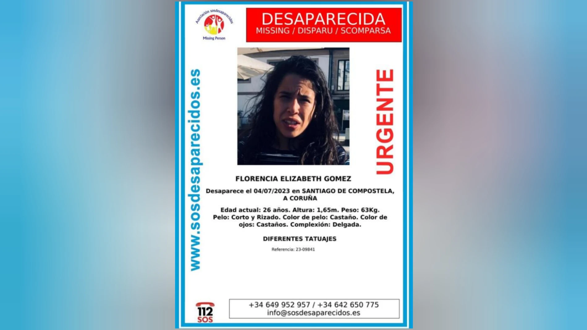 La joven desaparecida en Santiago