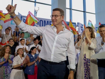 Feijóo en un acto de campaña en Logroño