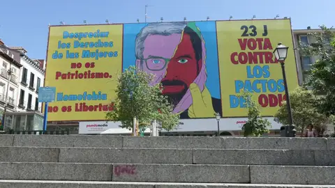 Pancarta del PSOE en Madrid Antena 3 Noticias