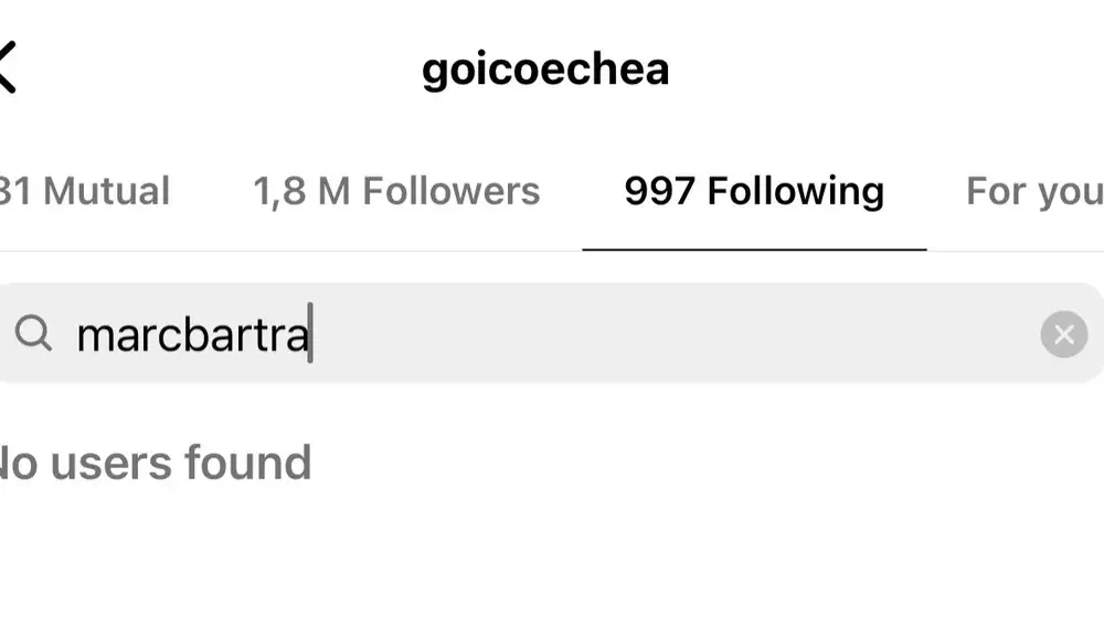 Jessica Goicoechea no sigue a Marc Bartra en Instagram