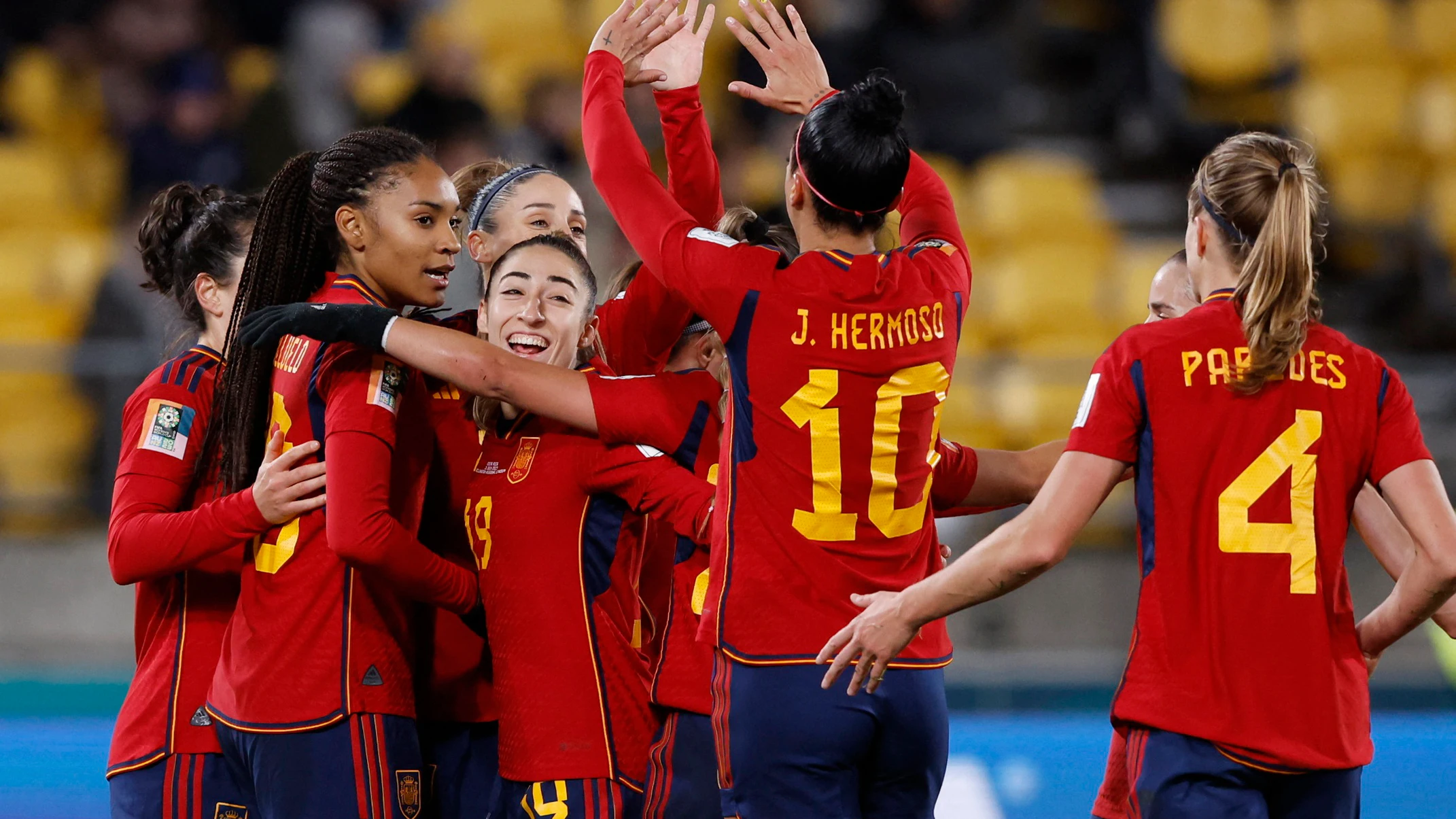 Los jugadoras de España celebran un gol ante Costa Rica Los jugadoras de España celebran un gol ante Costa Rica