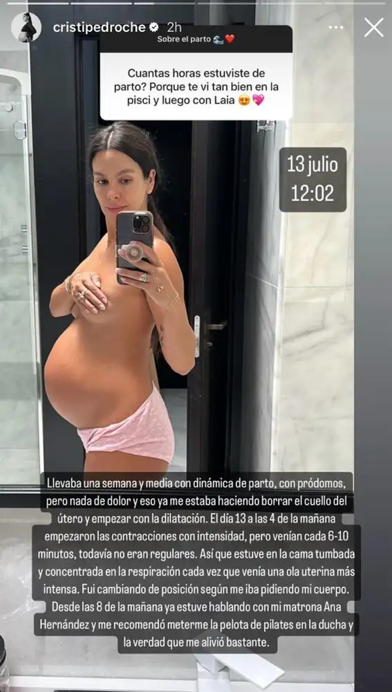 Cristina Pedroche relata como se produjo su parto