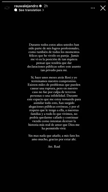 Rauw Alejandro confirma su ruptura con Rosalía Rauw Alejandro confirma su ruptura con Rosalía
