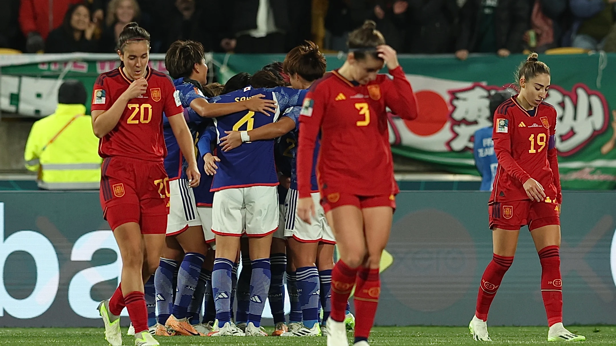 Las jugadoras de Japón celebran un gol ante España Las jugadoras de Japón celebran un gol ante España