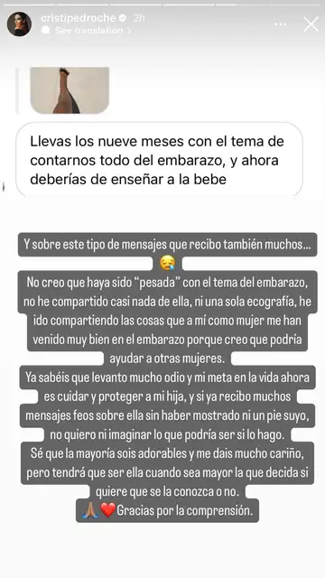 Cristina Pedroche asegura que no expondrá a su hija en redes sociales Cristina Pedroche asegura que no expondrá a su hija en redes sociales
