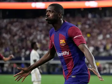 Ousmane Dembélé celebra su gol al Real Madrid Ousmane Dembélé celebra su gol al Real Madrid