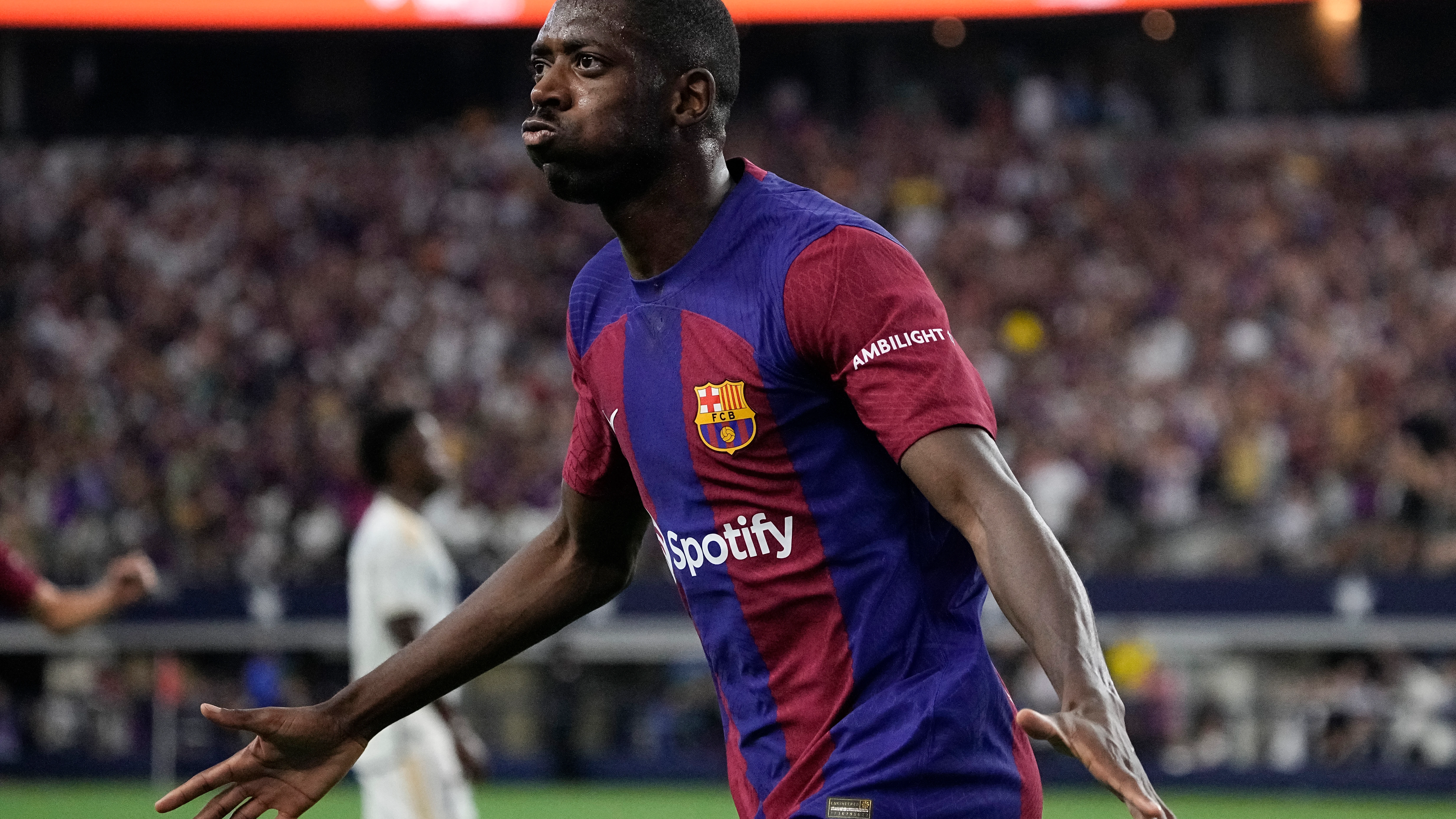 Ousmane Dembélé celebra su gol al Real Madrid Ousmane Dembélé celebra su gol al Real Madrid