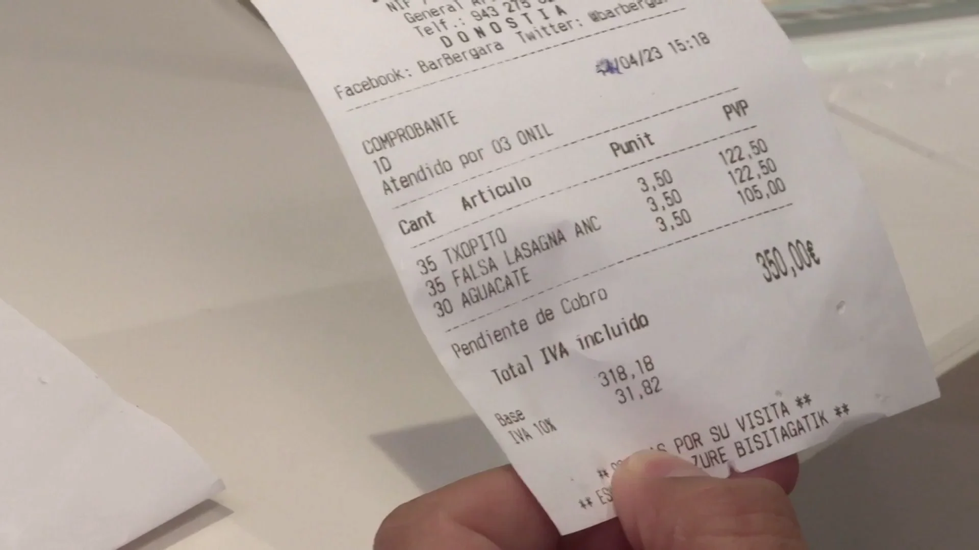 Ticket de la compra Antena 3 Noticias