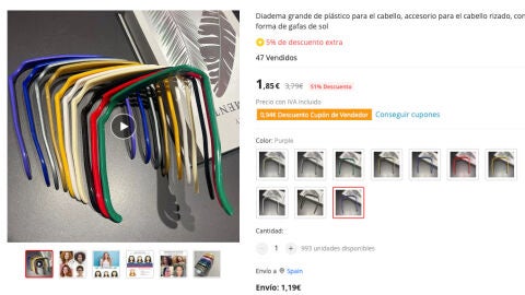 Diadema cuadrada de colores