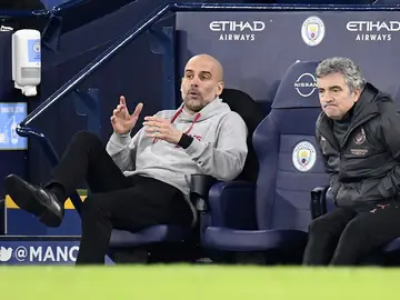 Pep Guardiola, en un partido del Manchester City Pep Guardiola, en un partido del Manchester City