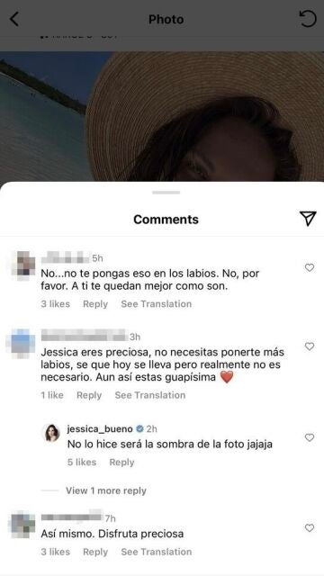 Jessica Bueno aclara si se ha puesto "más labios"