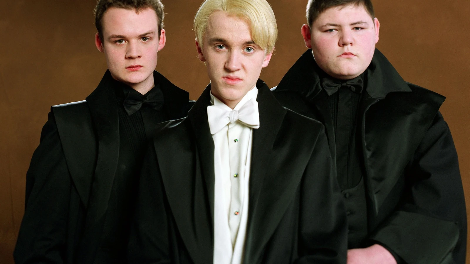 Tom Felton como Draco Malfoy, Josh Herdmancomo Goyle y Jamie Waylett como Vincent Crabbe en 'Harry Potter' Tom Felton como Draco Malfoy, Josh Herdmancomo Goyle y Jamie Waylett como Vincent Crabbe en 'Harry Potter'
