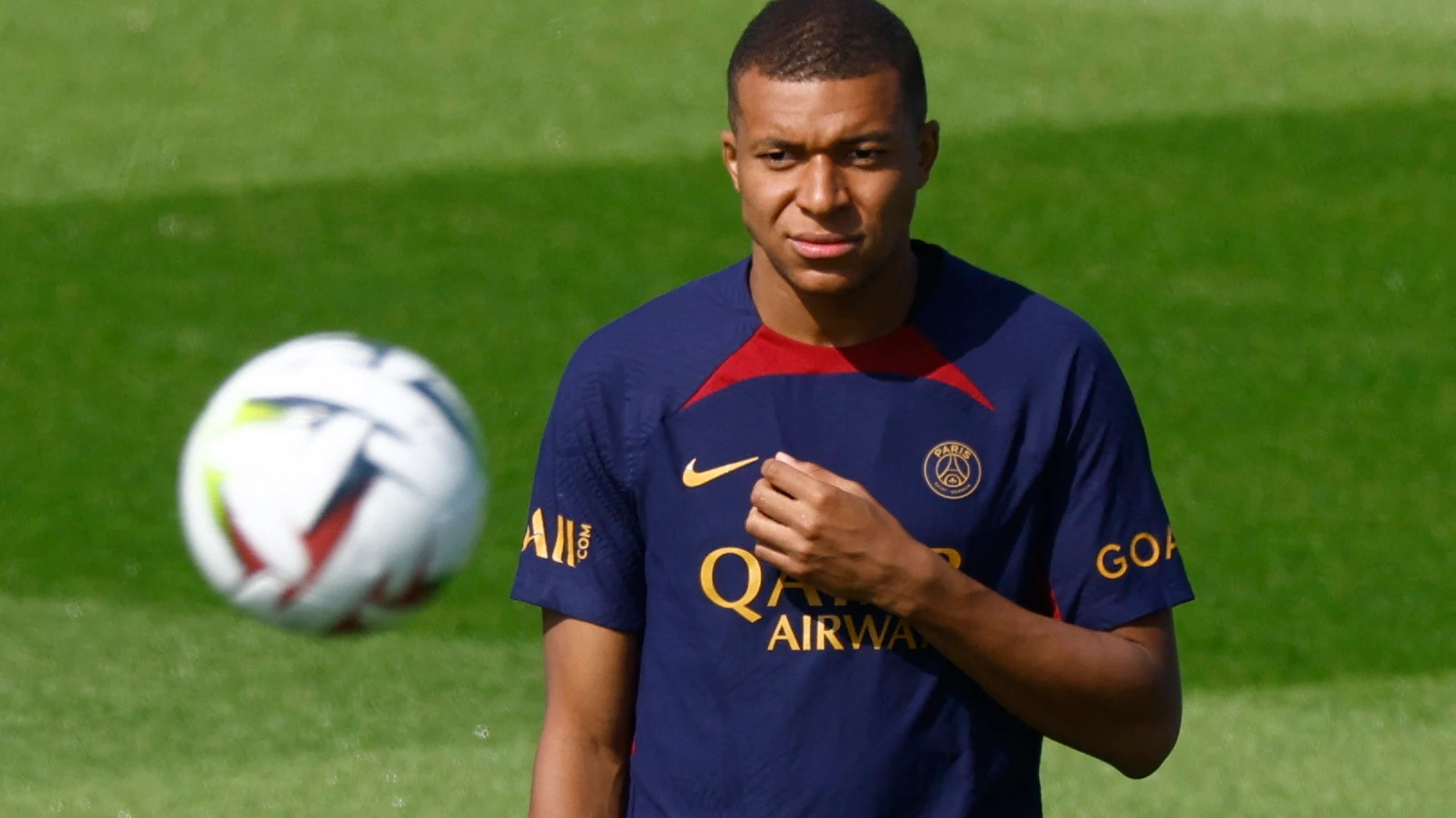 Kylian Mbappé, en un entrenamiento del PSG Kylian Mbappé, en un entrenamiento del PSG