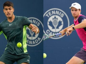 Carlos Alcaraz y Hubert Hurkacz, en acción en el Masters 1.000 de Canadá