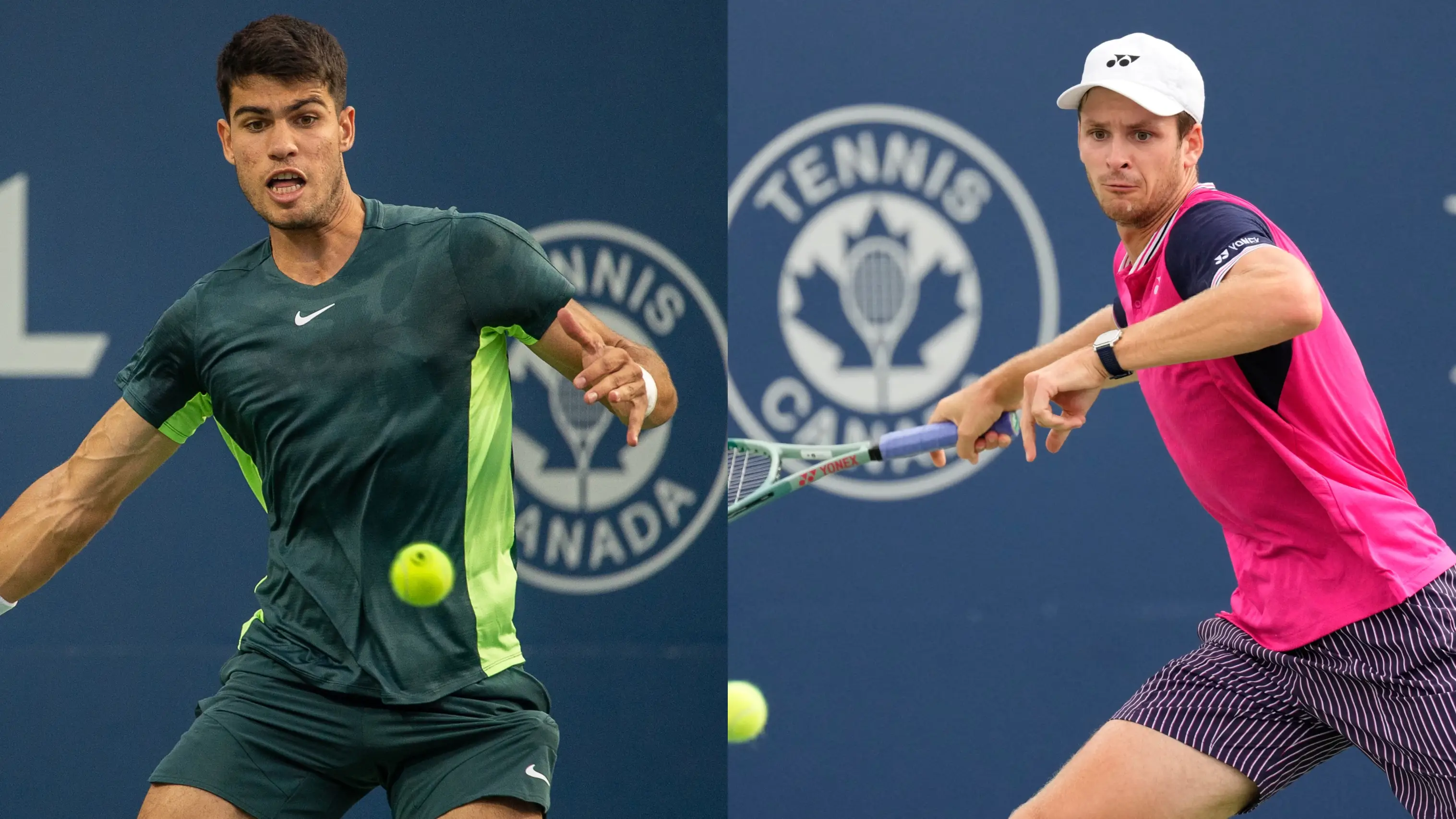 Carlos Alcaraz y Hubert Hurkacz, en acci&oacute;n en el Masters 1.000 de Canad&aacute;