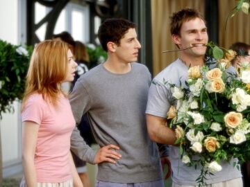 Alyson Hannigan, Jason Biggs y Sean William Scott como Michelle, Jim y Stifler en 'American Pie 3: La boda'