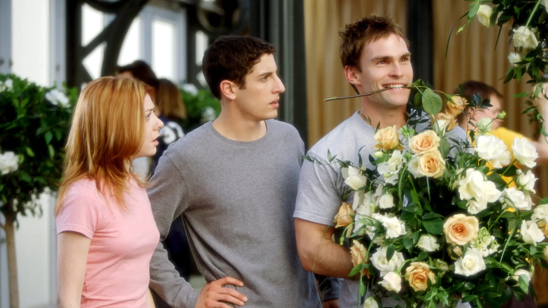 Alyson Hannigan, Jason Biggs y Sean William Scott como Michelle, Jim y Stifler en 'American Pie 3: La boda'